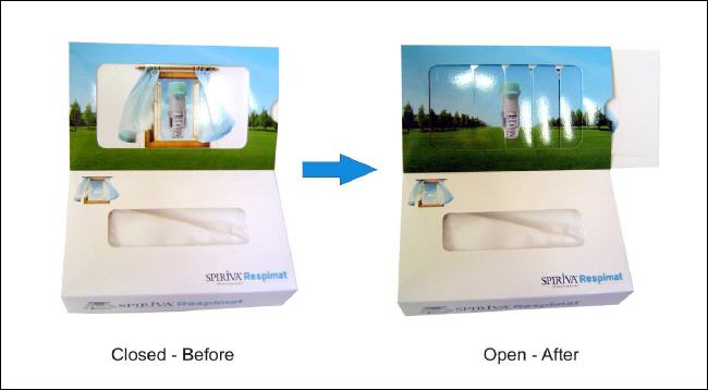 Sliding billboard promotional tissue box before and after